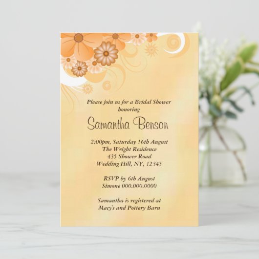 Ivoor Goud Hibiscus Bloemen Vrijgezellenfeest Invi Kaart (Staand voorkant)