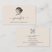 Ivoor Goud Make-up Artiest Logo Lashes QR CODE Visitekaartje (Voorkant / Achterkant)