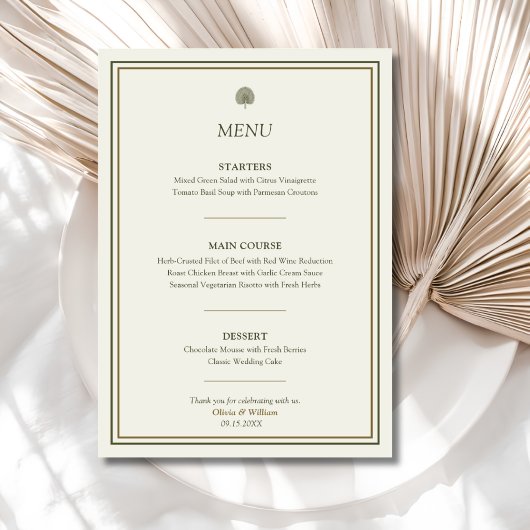 Ivoor & Goud Palm Trouwmenu Menu