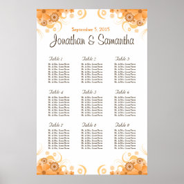 Ivoor Goud Perzik Bruiloft Tafel Zitkaarten Poster