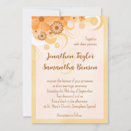 Ivoor Goud & Perzik Hibiscus Bloemen Elegant Invit Kaart