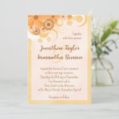 Ivoor Goud & Perzik Hibiscus Bloemen Elegant Invit Kaart (Staand voorkant)