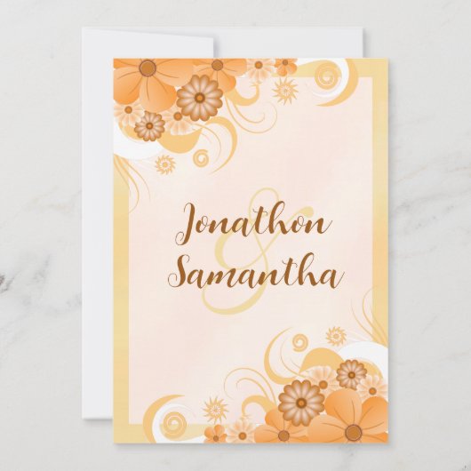 Ivoor Goud & Perzik Hibiscus Bloemen Elegant Invit Kaart (Achterkant)