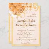Ivoor Goud & Perzik Hibiscus Bloemen Elegant Invit Kaart (Voorkant / Achterkant)