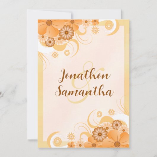 Ivoor Goud Perzik Hibiscus Bloemen repetitie diner Kaart (Achterkant)