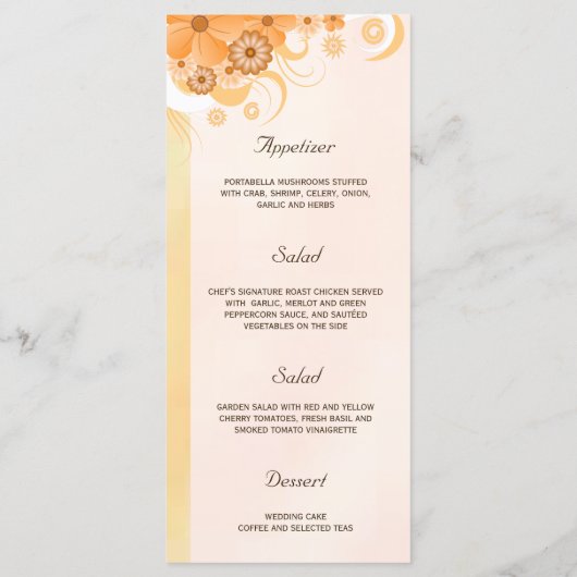 Ivoor Goud Perzik Hibiscus Bloemendiner Menu Kaart (Achterkant)