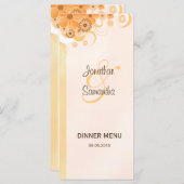 Ivoor Goud Perzik Hibiscus Bloemendiner Menu Kaart (Voorkant / Achterkant)