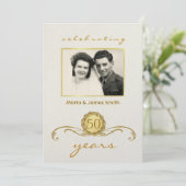 Ivoor & Goud - Uitnodigingen voor 50-jarig jubileu (Staand voorkant)