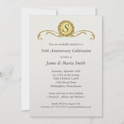 Ivoor & Goud - Uitnodigingen voor 50ste verjaardag (Achterkant)