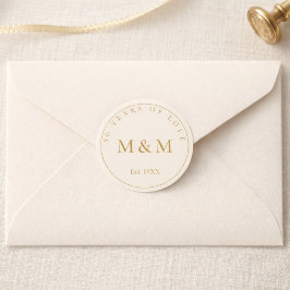 Ivoor Goud Vintage 50e Verjaardag Monogramzegel Ronde Sticker