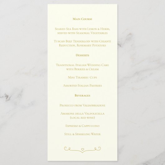 Ivoor & Goud Wedding Menu (Achterkant)