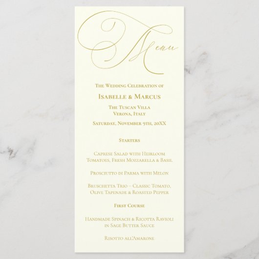 Ivoor & Goud Wedding Menu (Voorkant)