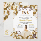 Ivoor & Goud Western Charro Cowgirl Quinceanera Kaart (Voorkant / Achterkant)