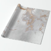 Ivoor Goud Zilver Grijs Metallic Strokes Marmer Cadeaupapier (Uitgerold)