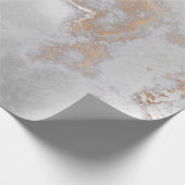 Ivoor Goud Zilver Grijs Metallic Strokes Marmer Cadeaupapier (Hoek)