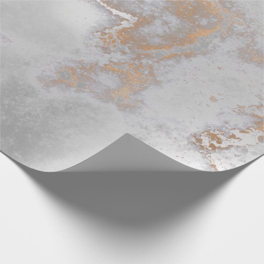 Ivoor Goud Zilver Grijs Metallic Strokes Marmer Cadeaupapier (Hoek)