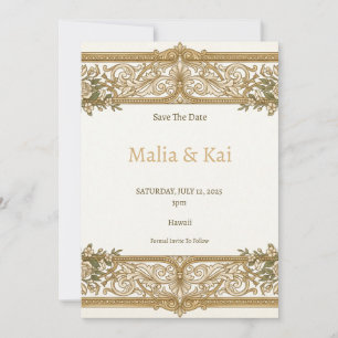 Ivoor Gouden Barok Save the Date Kaart