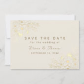 Ivoor Gouden Bloemen Bruiloft Save the Date (Voorkant)