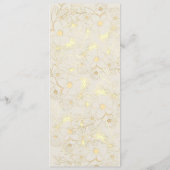 Ivoor Gouden Bloemen Bruiloftsmenu Kaart (Achterkant)