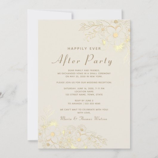 Ivoor Gouden Bloemen Huwelijk Na Uitnodiging van h (Voorkant)
