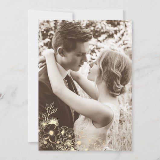 Ivoor Gouden Bloemen Huwelijk Na Uitnodiging van h (Achterkant)