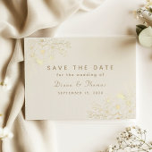 Ivoor Gouden Bloemen Huwelijk Save the Date