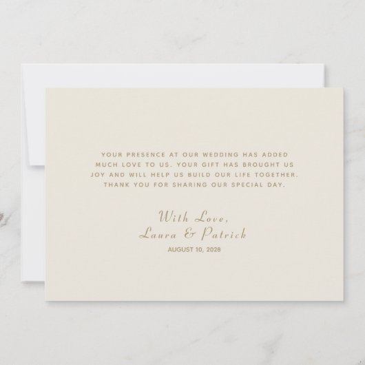 Ivoor Gouden Bloemen Trouwen Dank u kaart (Achterkant)