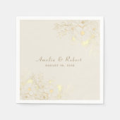 Ivoor Gouden Bloemen Trouwpapier Servetten (Voorkant)