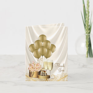 Ivoor Gouden Champagne Dankkaartjes Bedankkaart