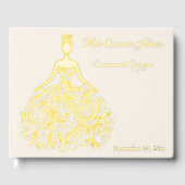 Ivoor, Gouden FOLIE Silhouette Quinceañera Gastboe Gastenboek (Voorkant)