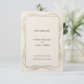 Ivoor Gouden Geometrische Save The Date (Staand voorkant)