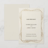 Ivoor Gouden Geometrische Save The Date (Voorkant / Achterkant)