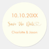 Ivoor gouden hart bruiloft Save the Date Ronde Sticker (Voorkant)