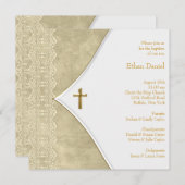 Ivoor Gouden Kruis Baby doop Kaart (Voorkant / Achterkant)