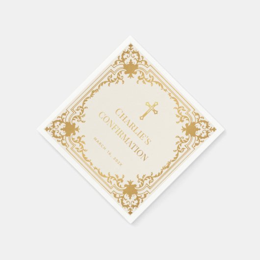 Ivoor & Gouden Kruis Servet (Hoek)