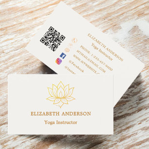 Ivoor gouden lotus bloem Yoga-instructeur Visitekaartje