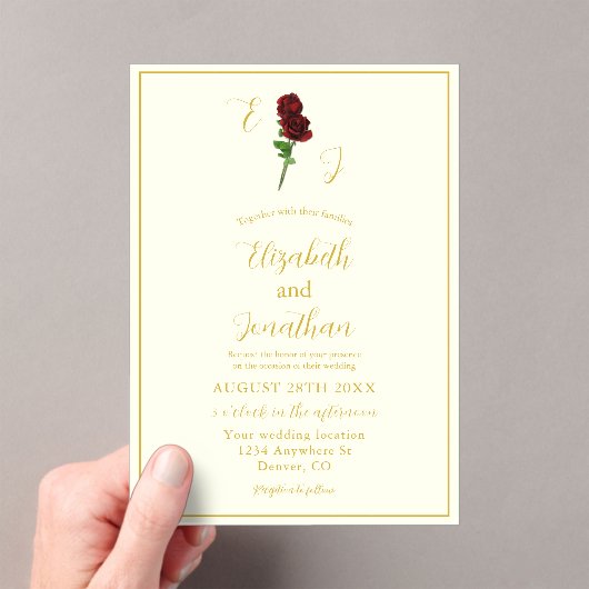 Ivoor Gouden Roze Bruiloft Acryl Uitnodigingen (Insitu (Draagbaar))