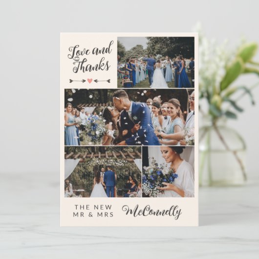 Ivoor grijs pijl foto collage liefde Bedankt bruil (Staand voorkant)