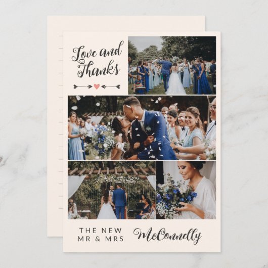 Ivoor grijs pijl foto collage liefde Bedankt bruil (Voorkant / Achterkant)