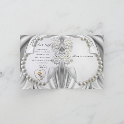 Ivoor, groen, blauw, goud op zijden douche uitnodi (Binnen)