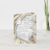 Ivoor, groen, blauw, goud op zijden douche uitnodi (Voorkant)