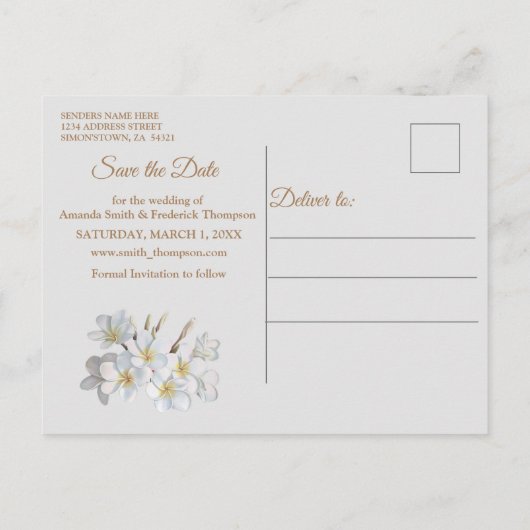 Ivoor, Groen, Blauw, Goud Zijde & Parels Bewaar de Aankondigingskaart (Achterkant)