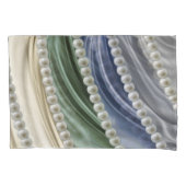 Ivoor, groen, blauw, goud, zijde - parels kussensloop (Voorkant)