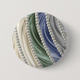 Ivoor, groen, blauw, goud, zijde - ronde button 5,7 cm