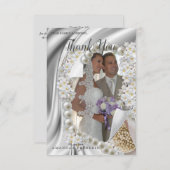 Ivoor, groen, blauw, gouden zijde & bruiloft dank  RSVP kaartje (Voorkant / Achterkant)