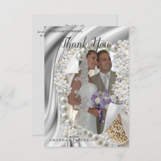 Ivoor, groen, blauw, gouden zijde & bruiloft dank RSVP kaartje (Voorkant / Achterkant)