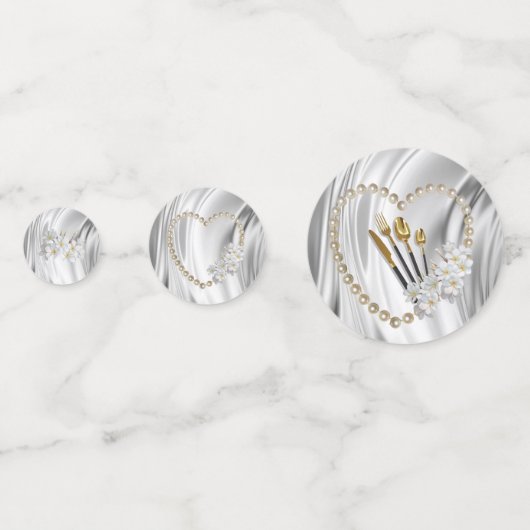 Ivoor, groen, blauw, gouden zijde en oorspuwen confetti (Achterkanten)