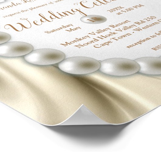 Ivoor, groen, blauw, gouden zijde en parel, bruilo poster (Hoek)