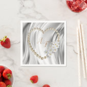 Ivoor, groen, blauw, gouden zijde en parels luiers servet (Insitu)