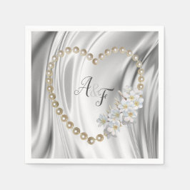 Ivoor, groen, blauw, gouden zijde en parels luiers servet